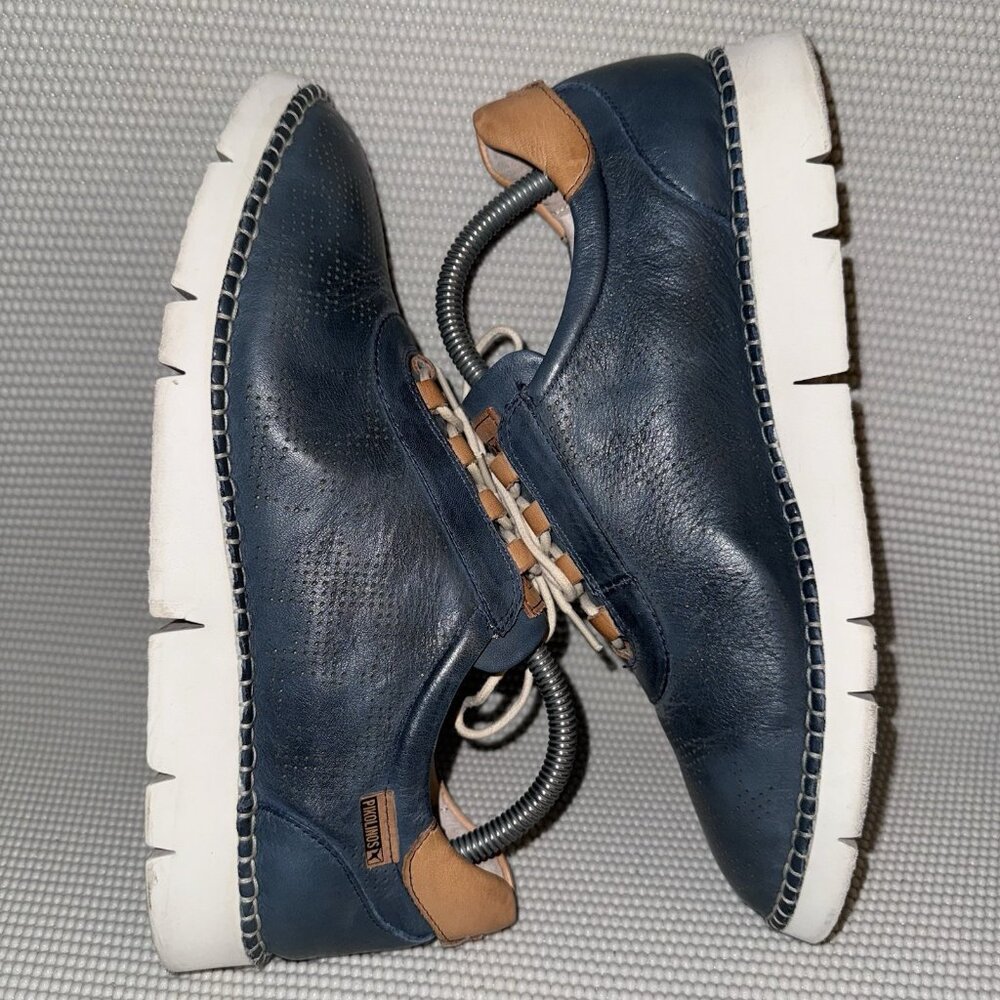 Pikolinos Vera Sneakers Perforated Blue Leather Lace Up Shoes Womens 10-10.5 41 - Picture 5 of 7